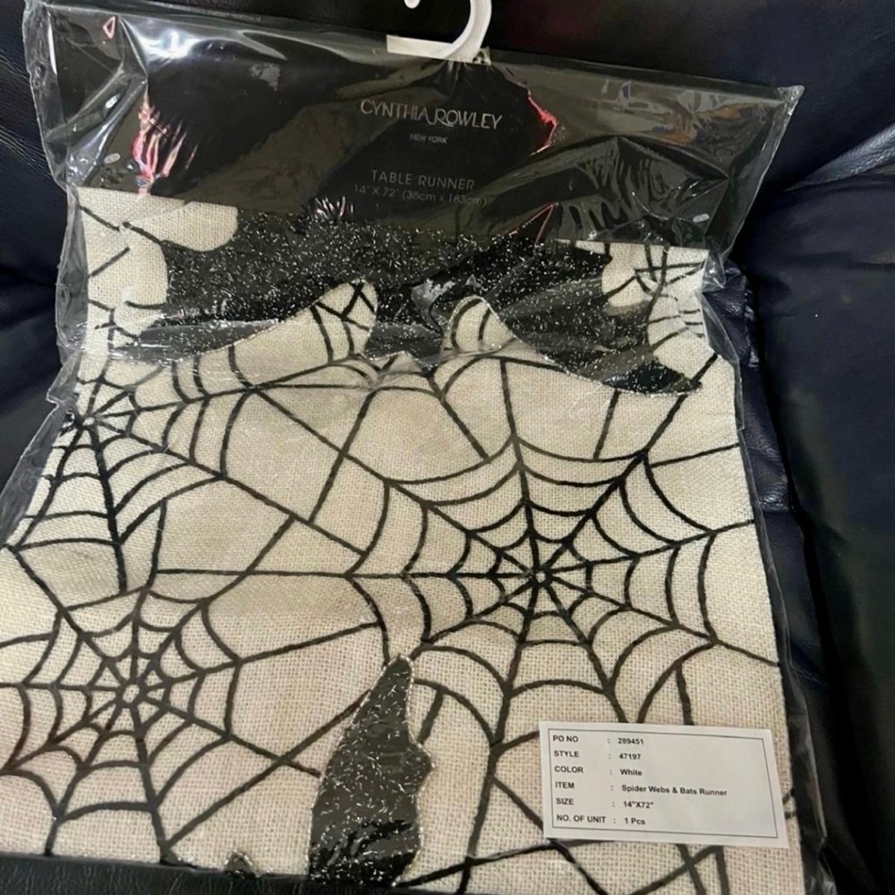CYNTHIA ROWLEY 14x72in Spider Web And Bat Runner